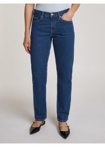 Straight-Jeans Tommy Hilfiger "CLASSIC STRAIGHT RW", Damen, Gr. 34, L&auml;nge 32, blau (ace), Denim/Jeans, Obermaterial: 100% Baumwolle, unifarben, straight fit kn&ouml;chellang, Jeans Straight-Jeans, mit Logo-Badge, in Kn&ouml;chell&auml;nge