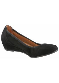 Pumps Gabor "KRETA", Damen, Gr. 41, Textil, schwarz, Ziegenveloursleder, unifarben, Schuhe Pumps, Keilabsatz, Halbschuh, Schlupfschuh, in bequemer Weite G (= weit)