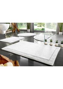 Badematte OTTO HOME "Kapra, Badvorleger, Badezimmer Teppich" Gr. 6, wei&szlig;, H:14mm, Baumwolle, Badematten, Badematte, mit Bord&uuml;re, Badteppich, Badematte, Baumwolle
