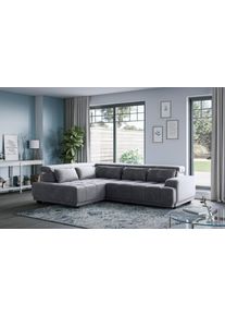 Ecksofa COTTA "Jade L Form, B: 270 cm, mit Kopfteilverstellung & Nierenkissen", coal, T:203cm, 92% POLYESTER (PES) / 8% POLYAMID (PA), Sofas, Ecksofa, optional elektr. Sitztiefenverstellung
