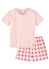 Pyjama Buffalo, M&auml;dchen, Gr. 170/176, apricot kariert, Jersey, Obermaterial: 100% Baumwolle, kariert, kurz, Rundhals, abgesteppte Kante, Homewear-Sets Pyjama, M&auml;dchen - kurzer Schlafanzug mit karierter Hose