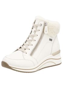Winterstiefelette Remonte, Damen, Gr. 39, wei&szlig; (sanftes wei&szlig;), Leder, Textil, Schuhe Winterstiefelette, Keilabsatz, Schn&uuml;rboots mit wasserabweisender TEX-Membran
