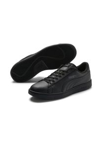 Sneaker Puma "SMASH V2 L" Gr. 44,5, schwarz (Puma schwarz, Puma schwarz), Schuhe, Damen, 44,5, Leder, unifarben mit Farbeinsatz, Sneaker, atmungsaktives Obermaterial aus Leder und Synthetik, Schn&uuml;rung