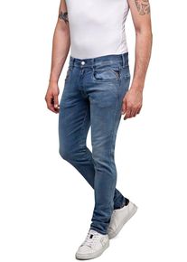 Slim-fit-Jeans Replay "ANBASS HYPERFLEX BIO", Herren, Gr. 30, L&auml;nge 34, blau (grau blau a05), Denim/Jeans, Obermaterial: 88% Baumwolle, 8% Polyester, 4% Elasthan, slim fit lang, Jeans Slim-fit-Jeans, mit Stretch-Anteil, Topseller