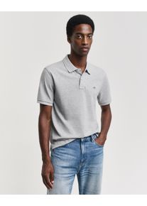 Poloshirt Gant "REG EMB ARCHIVE SHIELD POLO", Herren, Gr. L, grau (grau melange), Web, Obermaterial: 100% Baumwolle, unifarben, regular fit normal, Rundhals, eingesetzt,&Auml;rmel ohne &Auml;rmelschlitz angesetztes B&uuml;ndchen, Shirts Poloshirt, Mit Schlitzen an der Seite