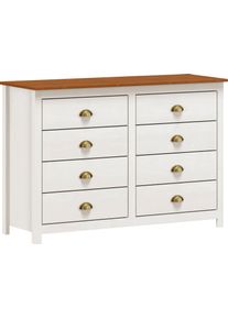 M&ouml;bilia Schubkastenkommode M&Ouml;BILIA "Salgen", braun (wei&szlig;, braun), B:125cm H:85cm T:41cm, Massivholz, Sideboards, Schubkastenkommode, im Landhaus-Stil