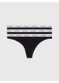 Tanga "3 PACK THONG (LOW-RISE)", Damen, Gr. XS (34), 3 Stk., schwarz (schwarz, schwarz, schwarz), Jersey, Obermaterial: 90% Baumwolle, 10% Elasthan, Calvin Klein Underwear, unifarben, k&ouml;rpernah, Unterhosen Tanga, String low waist mit Logobund
