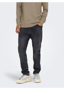 Only & Sons Relax-fit-Jeans ONLY & SONS "ONSYOKE TAPERED WB 7850 DOT DNM NOOS", Herren, Gr. 33, L&auml;nge 32, schwarz (schwarz denim), Denim/Jeans, Obermaterial: 99% Baumwolle, 1% Elasthan, unifarben, Basic, relaxed fit, Jeans Relax-fit-Jeans