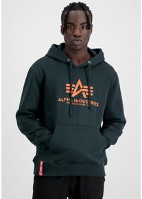 Kapuzensweatshirt Alpha Industries "Basic Hoody", Herren, Gr. XL, blau (schwarz petrol), angeraute Sweatware, Obermaterial: 80% Baumwolle, 20% Polyester, bedruckt, normal normal, Rundhals, Rippb&uuml;ndchen, Sweatshirts Kapuzensweatshirt, Baumwollmischung, regular fit