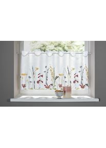 Scheibengardine OTTO HOME "Bille" Gr. 1, bunt, B:90cm H:30cm, Voile, Polyester, Gardinen, Scheibengardine, transparent, mit einseitiger Stickerei, waschbar, Blumen, Topseller
