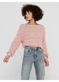 Strickpullover Only "ONLBRYNN LIFE STRUCTURE L/S PUL KNT", Damen, Gr. XL, rosa (adobe rose), Strick, Obermaterial: 70% Baumwolle, 30% Polyester, unifarben, Basic h&uuml;ftlang, U-Boot-Ausschnitt, Strickb&uuml;ndchen, Pullover Strickpullover