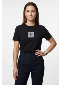 T-Shirt Calvin Klein Jeans "CLASSIC FIT MONOGRAM TEE", Damen, Gr. L (42), schwarz, Web, Obermaterial: 100% Baumwolle, unifarben, klassisch normal, Rundhals, eingesetzt abgesteppte Kante, Shirts T-Shirt, Regular fit mit Rundhalsausschnitt