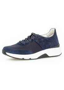 Keilsneaker ROLLINGSOFT, Damen, Gr. 42, blau (dunkelblau), Textil, Veloursleder, Schuhe Keilsneaker, Freizeitschuh, Halbschuh, Schn&uuml;rschuh, Logoschriftzug an der Ferse