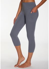 active by Lascana 3/4-Leggings LASCANA ACTIVE, Damen, Gr. 48/50, N-Gr, blau (graublau), Obermaterial: 95% Baumwolle, 5% Elasthan, unifarben, Basic, k&ouml;rpernah 3/4-L&auml;nge, Hosen 3/4-Leggings, mit Handytasche, Loungewear, Topseller