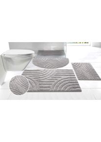 Badematte OTTO HOME "Regona Scandi, Badvorleger, Badezimmer Teppich, Duschvorleger", grau, H:10mm, Polyester, Badematten, Badematte, Badteppich, Uni Farben, Hoch-Tief-Effekt, modernes Muster, Zen