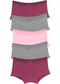 Panty bonprix, M&auml;dchen, Gr. 152/158, 5 Stk., bunt (hellgrau meliert, rosa, bordeaux), Jersey, Obermaterial: 95% Baumwolle, 5% Elasthan, mehrfarbig, unifarben, figurbetont, Unterhosen Panty