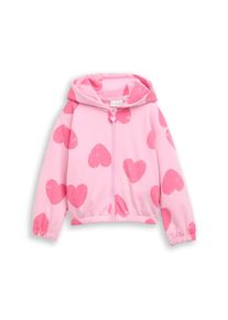 Sweatjacke Tom Tailor, M&auml;dchen, Gr. 92/98, big pink heart print, Sweatware, Obermaterial: 60% Baumwolle, 40% Polyester, bedruckt, regular fit normal, ohne Ausschnitt, elastischer Bund, Sweatjacken Sweatjacke, mit All-Over Print