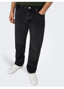 Only & Sons Regular-fit-Jeans ONLY & SONS "ONSEDGE STRAIGHT BROMO 0017 DOT DNM NOOS", Herren, Gr. 34, L&auml;nge 30, schwarz (schwarz denim), Denim/Jeans, Obermaterial: 100% Baumwolle, Abriebeffekte, regular fit, Jeans Regular-fit-Jeans