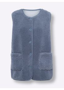 Dames Fleecegilet om te knopen in duivenblauw ,maat 54, WITT, 100% Polyester