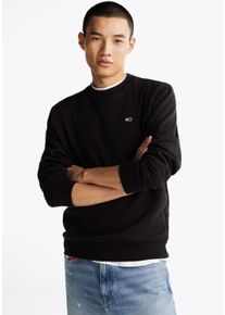 Sweatshirt Tommy Jeans "TJM REGULAR FLAG CREW NECK", Herren, Gr. L, schwarz, Sweatware, Obermaterial: 80% Baumwolle, 20% Polyester, unifarben, regular fit normal, Rundhals, eingesetzt Rippb&uuml;ndchen, Sweatshirts Sweatshirt, Mit besticktem Markenlogo auf Brusth&ouml;he