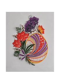 Stickereien Plauen Fensterdekoration &raquo;Fensterbild Osterei mit Tulpen&laquo; Plauener Spitze