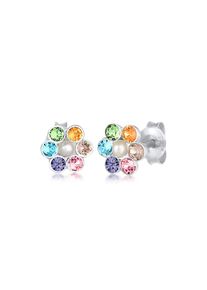 Elli Paar Ohrstecker &raquo;Ohrringe Kinder Blume Synthetische Perle Regenbogen Kristall 925 Silber&laquo;