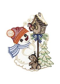 W. Reuter & Sohn - Plauener Spitze Fensterbild &raquo;S&uuml;&szlig;er Schneemann&laquo; Made in Germany