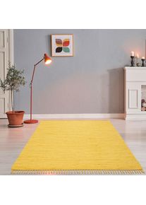 Theko Teppich &raquo;Happy Cotton Fleckerl, handgewebt&laquo; rechteckig 5 mm H&ouml;he Flachgewebe, reine Baumwolle, meliert, mit Fransen, auch als L&auml;ufer