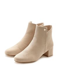 Lascana Stiefelette &raquo;Sommerstiefelette&laquo; mit bequemen Blockabsatz, Ankle Boots, Stiefel VEGAN beige, Gr&ouml;&szlig;e 35