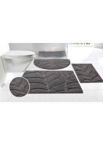 Badematte OTTO HOME "Epense, Badvorleger, Badezimmer Teppich, Duschmatte mit Blattstruktur" Gr. 5, grau (anthrazit), H:10mm, Polyester, Badematten, Badematte, Badteppich, Uni, Bl&auml;tter, Hoch-Tief, verschiedene Farben und Gr&ouml;&szlig;en, Topseller