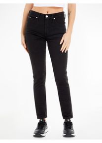 Skinny-fit-Jeans Calvin Klein Jeans "MID RISE SKINNY", Damen, Gr. 26, L&auml;nge 32, schwarz (denim schwarz), Denim/Jeans, Obermaterial: 89% Baumwolle, 8% Elastomultiester, 3% Elasthan, unifarben, skinny fit lang, Jeans Skinny-fit-Jeans, 5-Pocket-Form