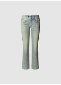 Slim-fit-Jeans Pepe Jeans "SLIM JEANS LW", Damen, Gr. 25, L&auml;nge 32, dirty bleached used, Denim/Jeans, Obermaterial: 99% Baumwolle, 1% Elasthan, slim fit lang, Jeans Slim-fit-Jeans, mit doppeltem Knopfverschluss