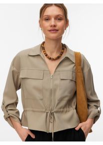 V&eacute;ro Moda Langarmbluse VERO MODA "VMKATIE LS SHIRT WVN NOOS", Damen, Gr. L, laurel oak, Web, Obermaterial: 90% Viskose, 10% Polyester, unifarben, normal, V-Ausschnitt, Blusen Langarmbluse, Materialmix