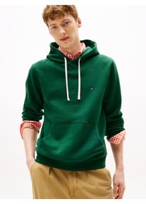 Hoodie Tommy Hilfiger "ESS SEASONAL FLEECE HOODY mit Kapuze und K&auml;ngurutasche", Herren, Gr. M, gr&uuml;n (ornamental gr&uuml;n), Sweatware, Obermaterial: 60% Baumwolle, 40% Polyester, bequem h&uuml;ftlang, elastischer Bund, Sweatshirts Hoodie, unifarben, casual, regular fit, Baumwollmix, Kapuze
