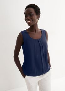 Blusentop bonprix, Damen, Gr. 38, blau (dunkelblau), Web, Obermaterial: 100% Polyester. Futter: 100% Polyester, loose fit, Blusen Blusentop, lockerer Schnitt, f&uuml;r Fr&uuml;hjahrsmode und Sommermode, aus Polyester