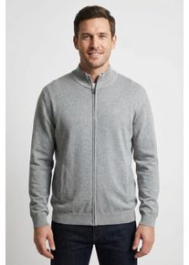 Strickjacke Pierre Cardin "Strickjacke StKrgRV", Herren, Gr. M, grau (sharkgray), Strick, Obermaterial: 100% Baumwolle, unifarben, regular fit normal, ohne Ausschnitt, Rippb&uuml;ndchen, Strickjacken Strickjacke, mit Taschen
