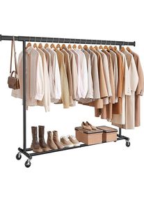 Songmics F&eacute;m ruha&aacute;llv&aacute;ny kerekekkel kih&uacute;zhat&oacute; 150 kg fekete