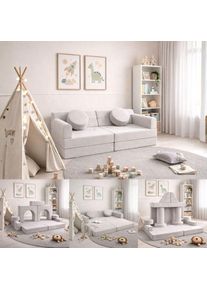 Juskys Design modul&aacute;ris gyerek kanap&eacute; 150 cm vil&aacute;gos b&eacute;zs