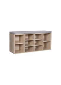 VASAGLE Cipősszekr&eacute;ny paddal 10 rekesz t&ouml;lgyfa 104&times;30 x48 cm