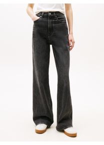 Weite Jeans Tommy Jeans "Claire High Rise", Damen, Gr. 28, L&auml;nge 32, schwarz (denim washed schwarz), Denim/Jeans, Obermaterial: 99% Baumwolle, 1% Elasthan, unifarben, weit lang, Jeans Weite Jeans, mit Logo-Badge