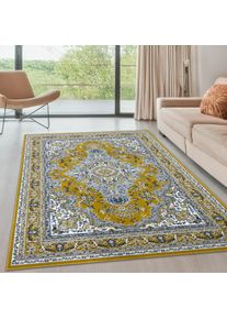 Teppich OTTO HOME "Oriental, Made in Belgium" Gr. 6, gelb, B:190cm H:7mm L:280cm, Kunstfaser, Teppiche, Teppich, Orient-Optik, mit Bord&uuml;re, Teppich, Kurzflor, Weich, Kundenliebling