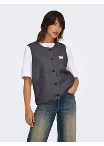 Pl&uuml;schweste Only "ONLBABY LIFE TEDDY VEST PNT CS", Damen, Gr. XS, schwarzened pearl detail:vintage batch, Pl&uuml;sch, Obermaterial: 100% Polyester, unifarben, bequem h&uuml;ftlang, Rundhals, Westen Pl&uuml;schweste, Kunstfaser Pl&uuml;sch
