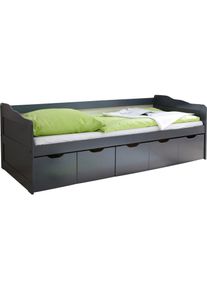 Funktionsbett Ticaa "Maria", grau (kiefer massiv anthrazit), B:96cm H:69cm L:204cm, Daybetten, Funktionsbett, mit 5 Schubk&auml;sten, wahlweise mit Matratze