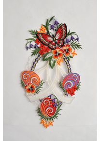 Fensterdekoration Stickereien Plauen "Fensterbild Schmetterling", bunt, B:17cm H:31cm T:0,5cm, Polyester, Fensterbilder, Fensterdekoration, Plauener Spitze