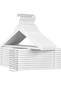 Kleiderb&uuml;gelset, Wei&szlig;, Holz, Ahorn, massiv, 44.5x23x1.2 cm, Haken drehbar, rutschfest, Garderobe, Kleiderb&uuml;gel