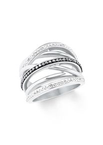s.Oliver, Damen, Fingerring &raquo;2022652, 2022653, 2022654, 2022655&laquo; mit Kristallstein, edelstahlfarben-grau-kristallwei&szlig;, 54, Bezauberndes Accessoire