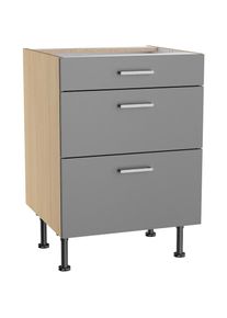 KOCHSTATION, Unterschrank &raquo;KS-Lucy&laquo; Breite 60 cm, 1 Schubkasten, 2 Ausz&uuml;gen, Soft-Close, verstellb. F&uuml;&szlig;e, basaltgrau/Eiche hell, Eiche hell - B/H/T: 