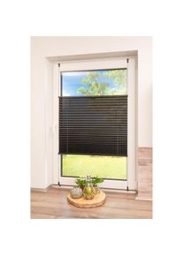 K-home, Plissee &raquo;Klemmfix Pisa&laquo; Lichtschutz ohne Bohren verspannt Crushed-Optik, schwarz, Obermaterial: 100% Polyester, 130 cm