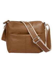 Samantha Look, Damen, Umh&auml;ngetasche echt Leder, Made in Italy, cognac, B/H/T: 26 cm x 24 cm x 5 cm onesize, H&ouml;he 24 cm x Breite 26 cm x Tiefe 5 cm