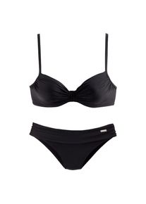 Lascana, Damen, B&uuml;gel-Bikini mit Raffungen am Cup, schwarz, 38 - Cup E, Elegante Form mit aufwendiger Raffung